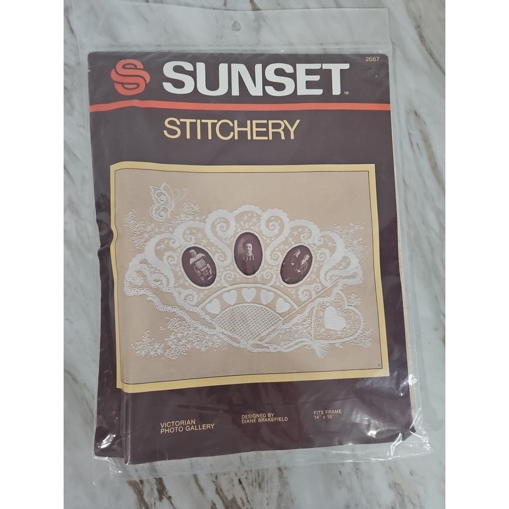 Vintage Sunset Stitchery Victorian Photo Gallery Cross Stitch Kit New Sealed
